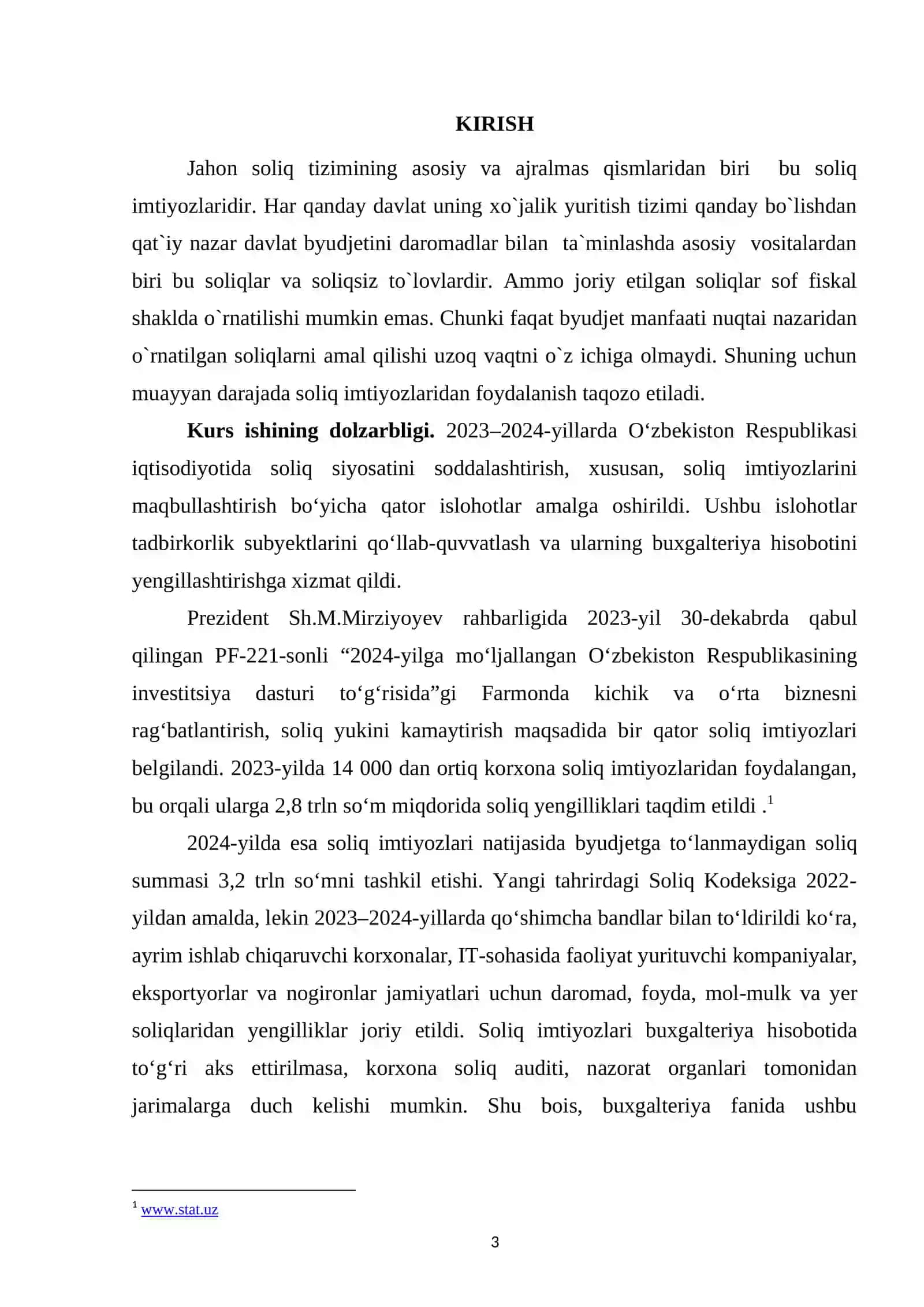 Soliq imtiyozlari hisobini yuritish kurs ishi 3