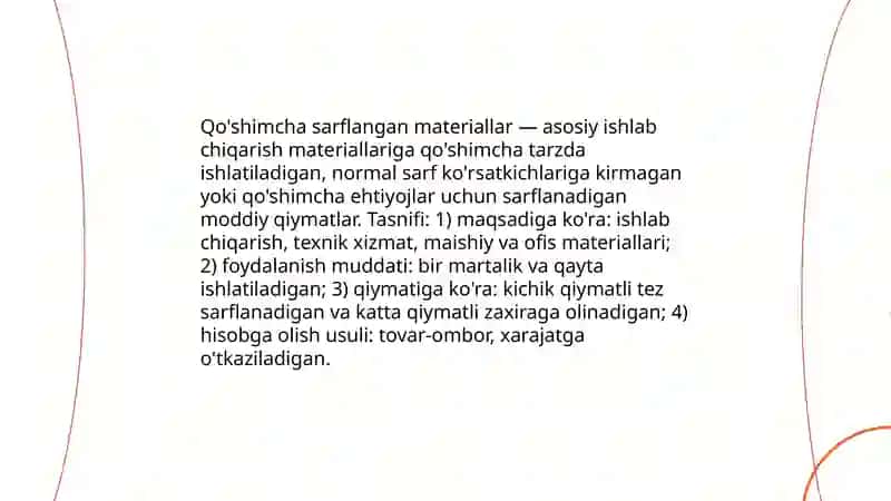 Qo'shimcha sarflangan materiallar to'g'risida hisobotni tuzish va unga ishlov berish tartibi 3