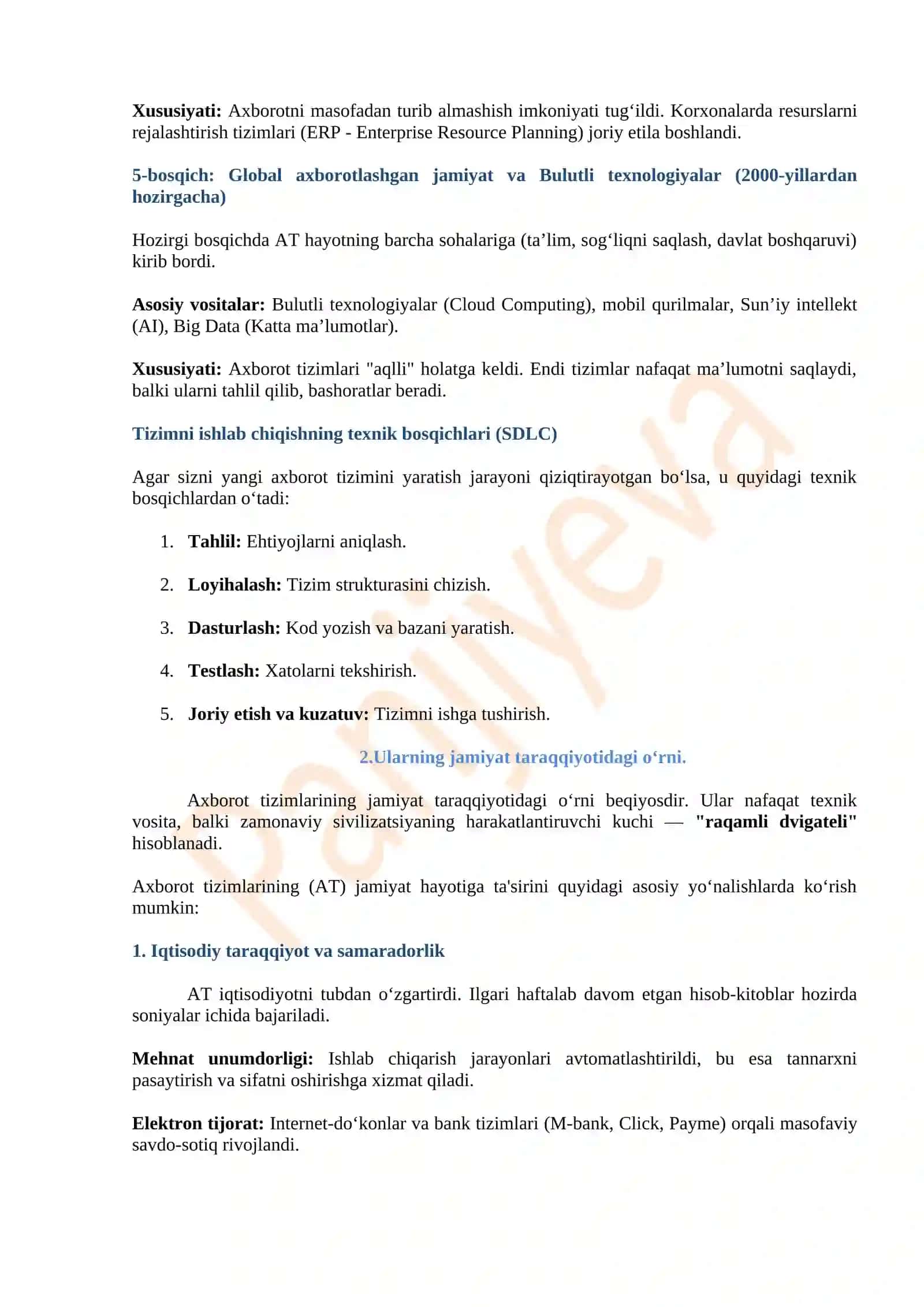Axborot tizimlari va texnologiyalarining rivojlanish tarixi va ilmiy asoslari. 3