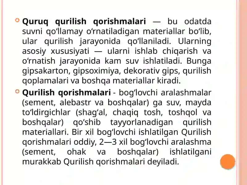 Dekorativ quruq qurilish ma'lari texnologiyasi 3