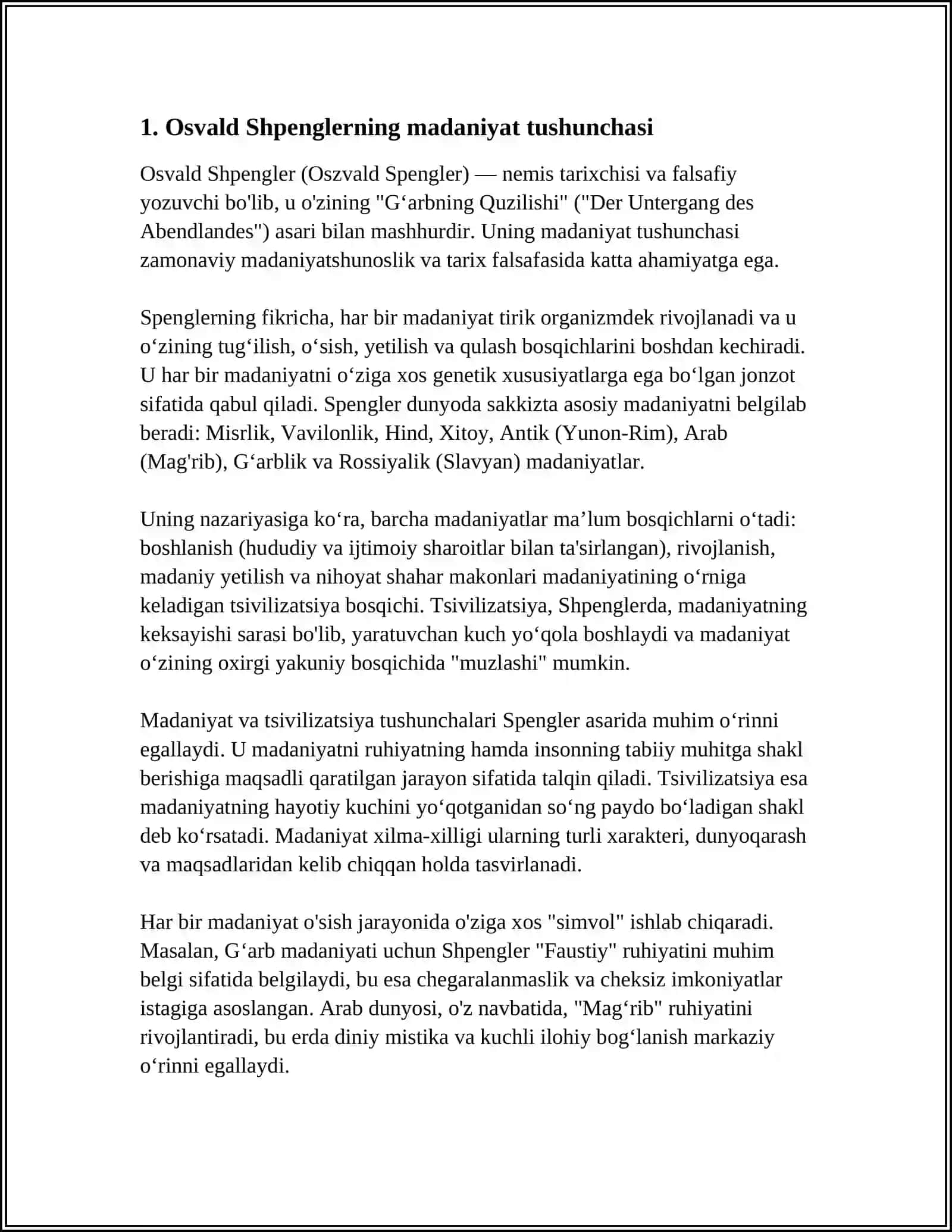 OSVALD SHPENGLERNING MADANIYAT HAQIDAGI TA’LIMOTI 3