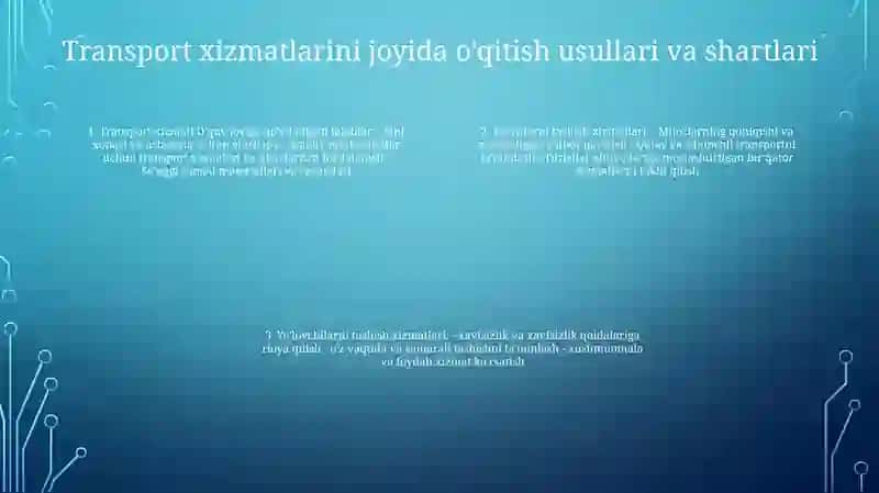 Туристларга Автотранспорт Воситаларида Хизмат Курсатиш 3