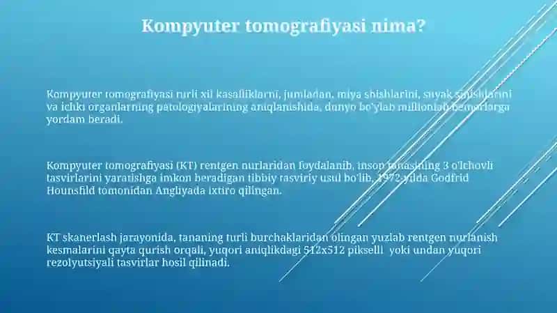 Kompyuter tomografiyasi va uni ishlashni fizik asoslari 3