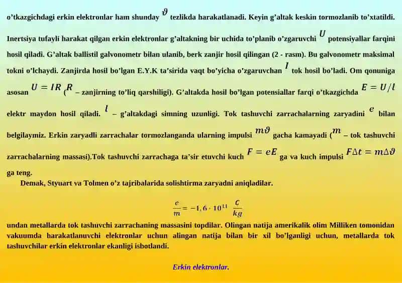 Metallarda tok tashuvchilarning tabiyati 3