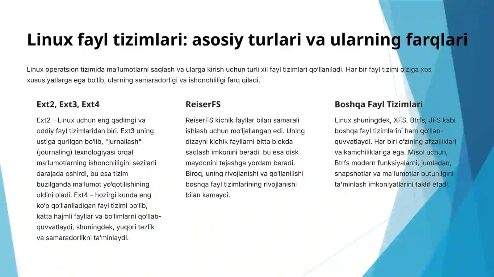 LINUX operatsion tizimlarida faol boshqaruv tizimlari bilan ishlash 3