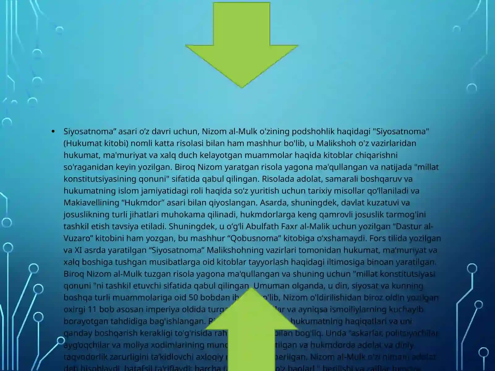 Nizomulmulkning “Siyosatnoma” asari tahlili 3