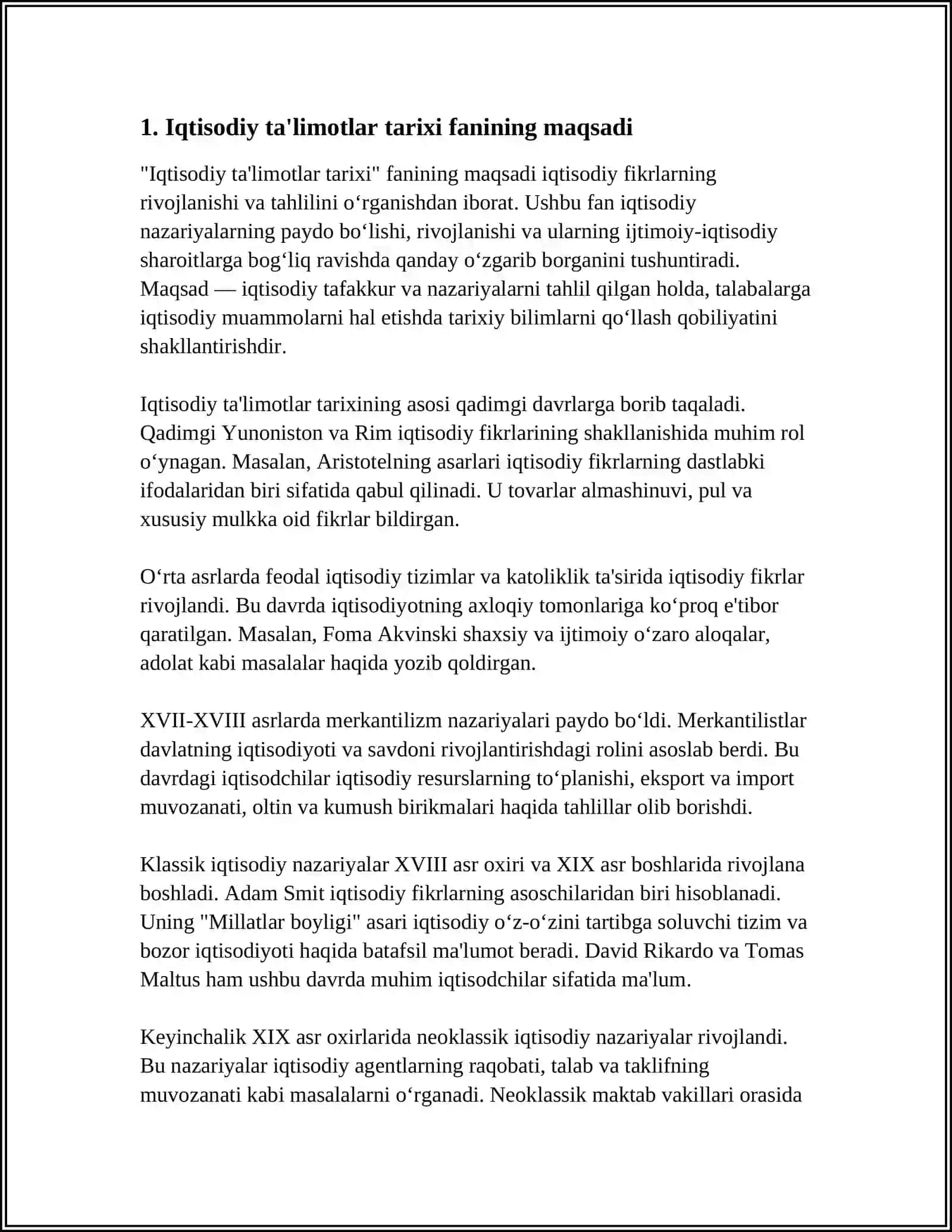 IQTISODIY TAʼLIMOTLAR TARIXI FANINING PREDMETI VA O'RGANISH USULLARI 3