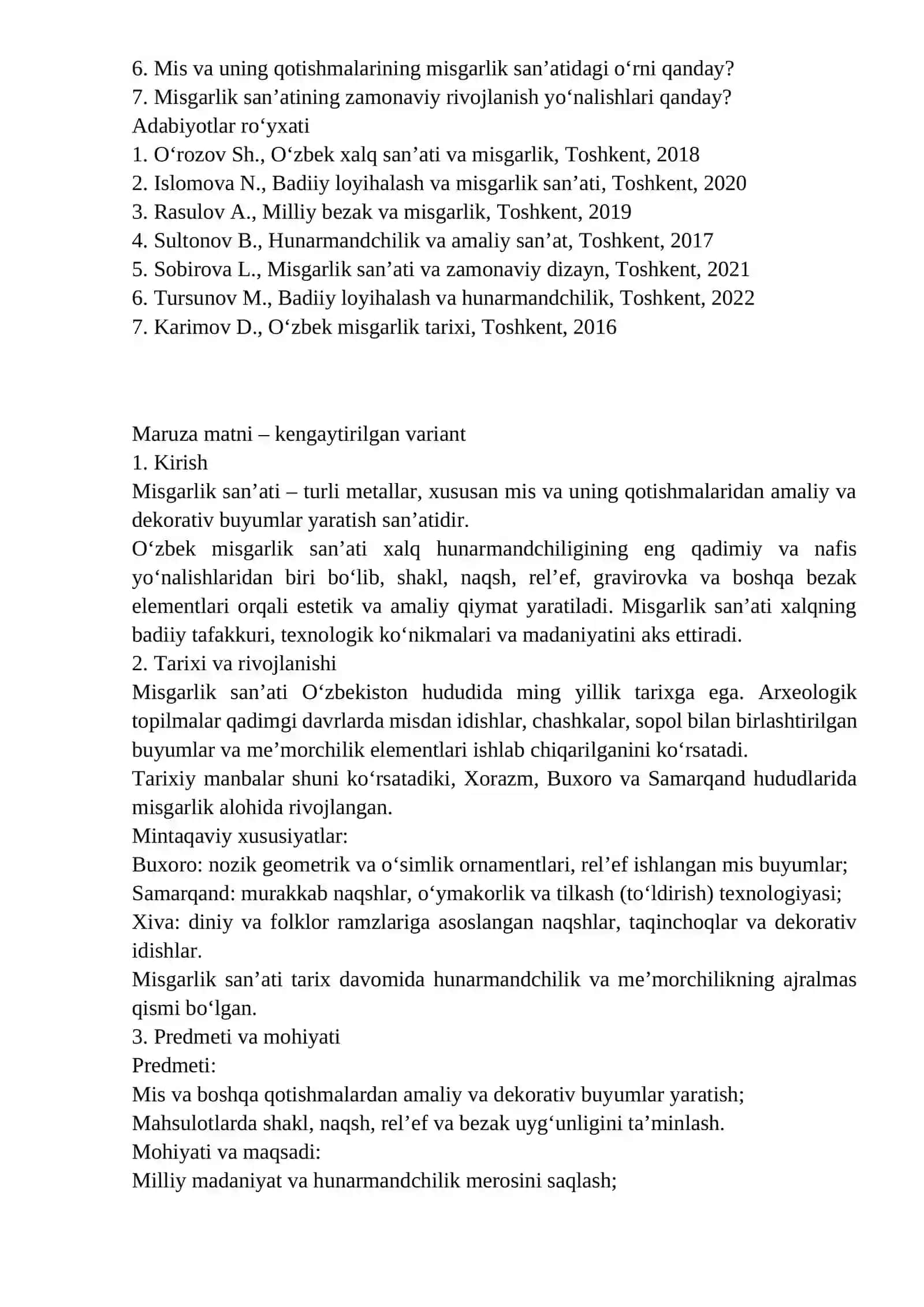 O‘zbek milliy hunarmandchiligi: misgarlik san’ati 3