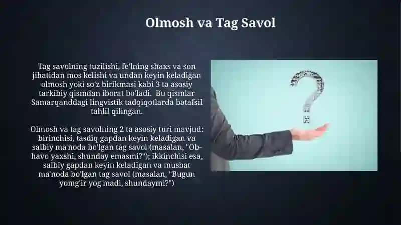 Olmosh va Tag Savol 3