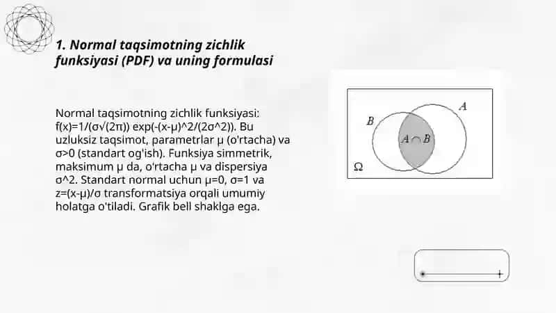 Normal taqsimotning matematik formulalari va uning xususiyatlari 3