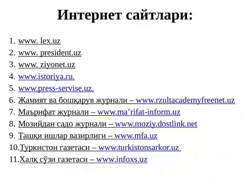 Ўзбекистонда демократик, фуқаролик жамияти асосларининг шаклланиши, амалга оширилган сиёсий ислоҳотлар 3