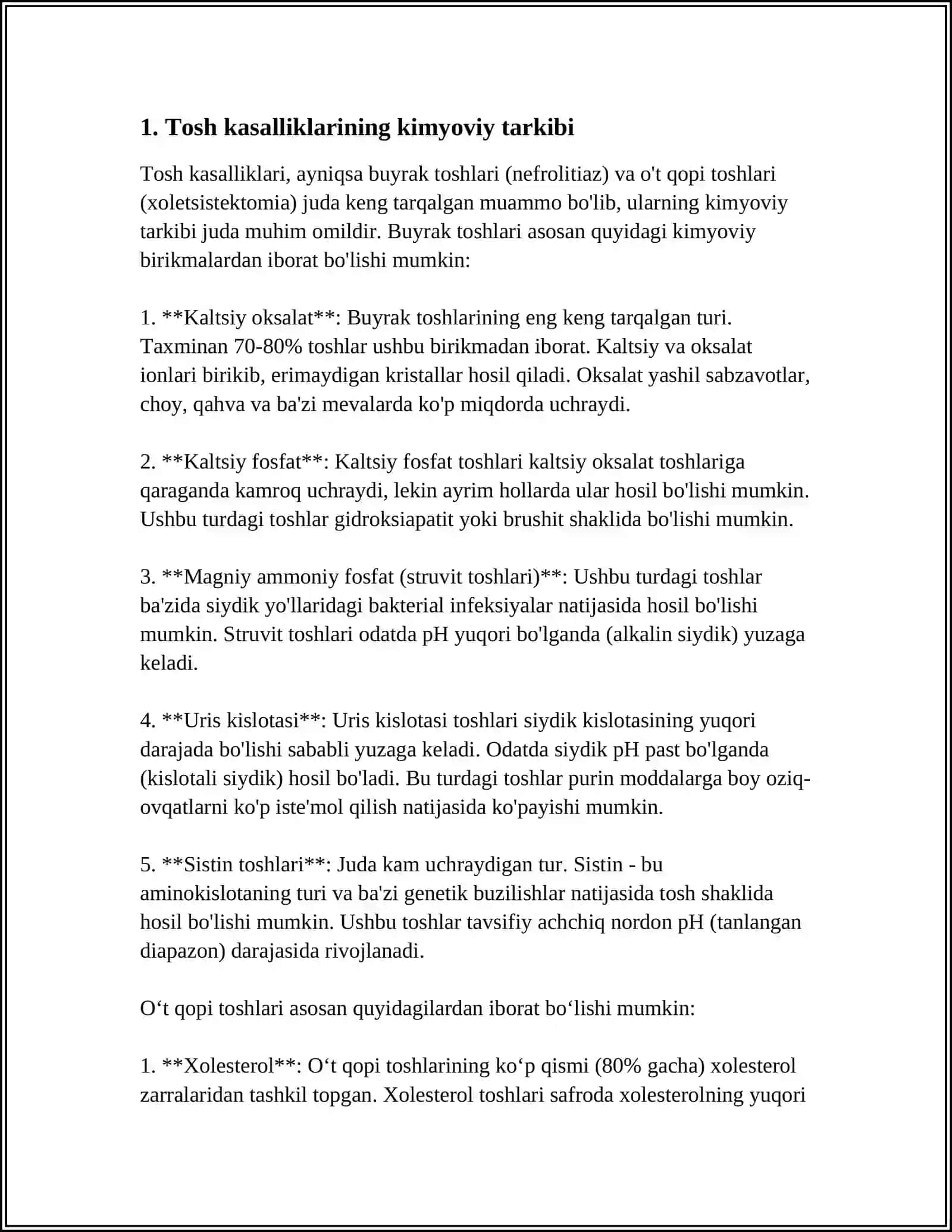 Tosh kasalliklarining kimyoviy asoslari 3