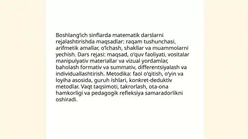 Boshlangʻich sinflarda matematika oʻqitish metodikasi fani 3