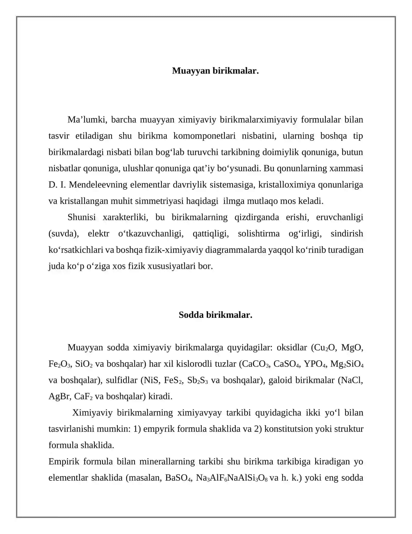 Minerallarning kimyoviy xarakteristikasi va formulasi 3