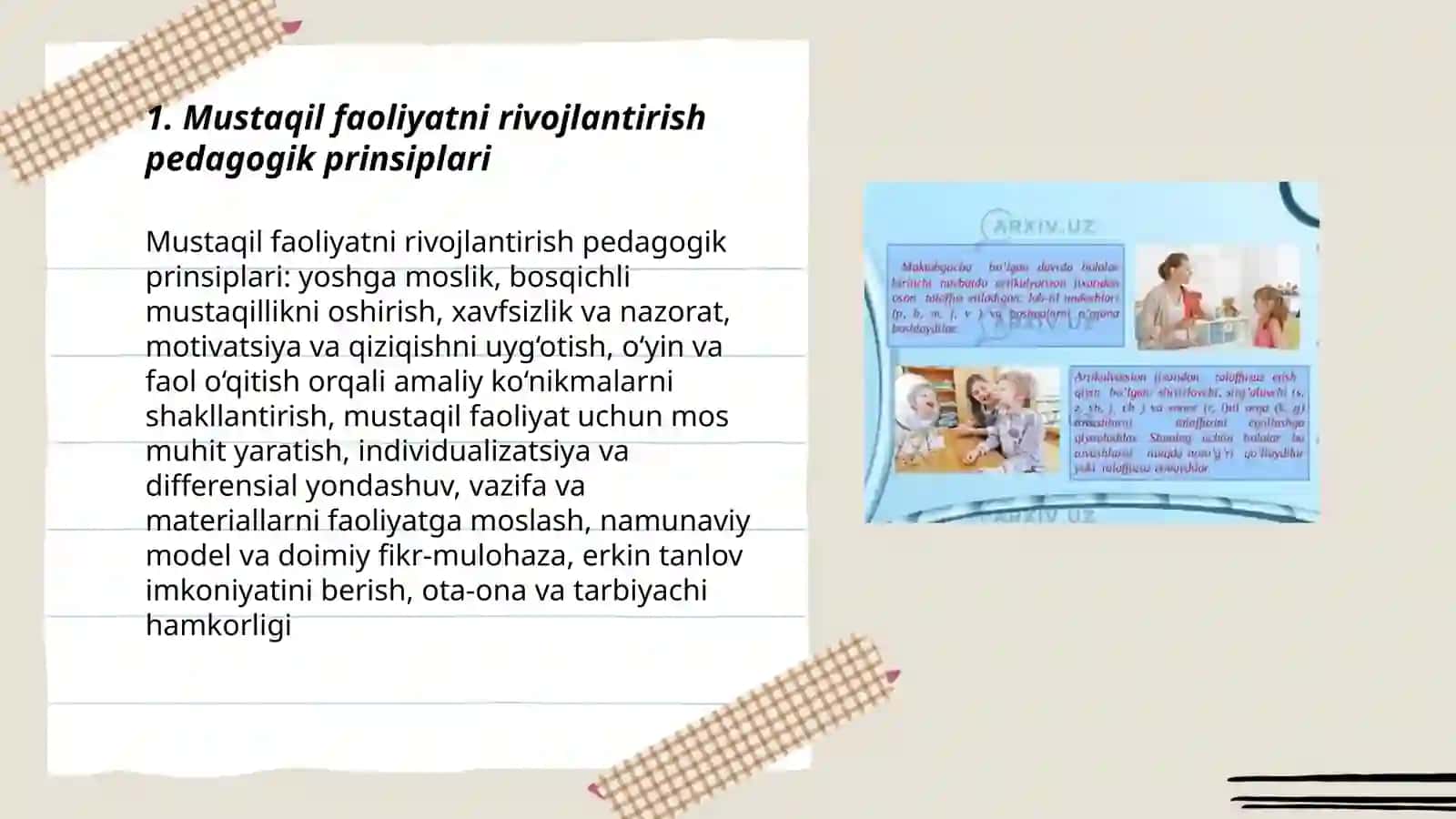 Ilk yoshdagi bolalarda mustaqil faoliyatni tashkil etish metodlari 3