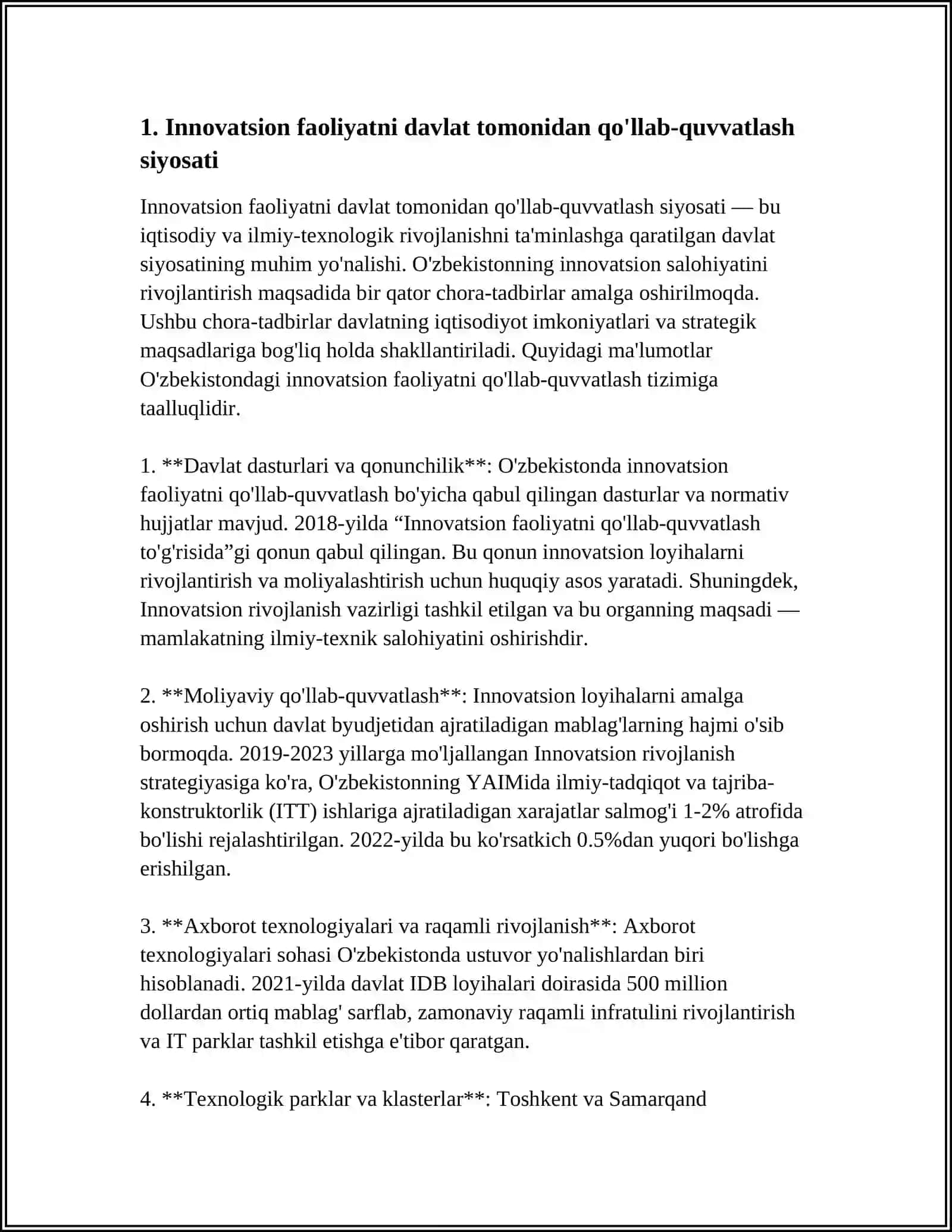 INNOVATSION FAOLIYATNI DAVLAT TOMONIDAN TARTIBGA SOLISH 3