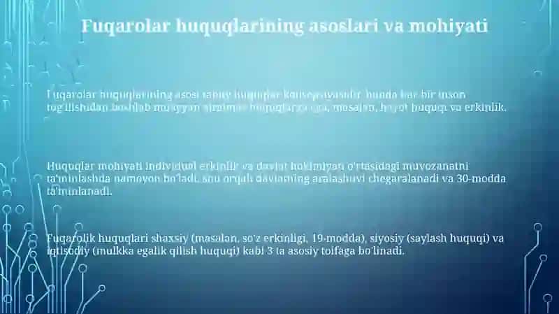 Fuqarolar huquqlarining asoslari va uning davr talabiga mosligi 3