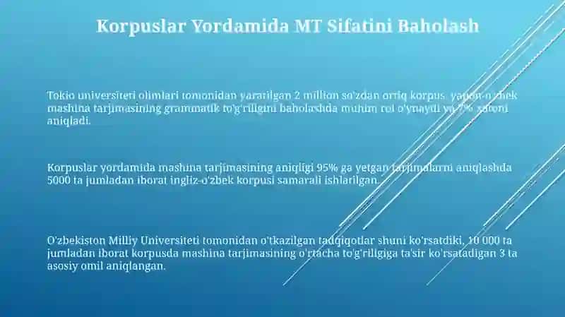 Korpus lingvistika va mashina tarjimasi 3