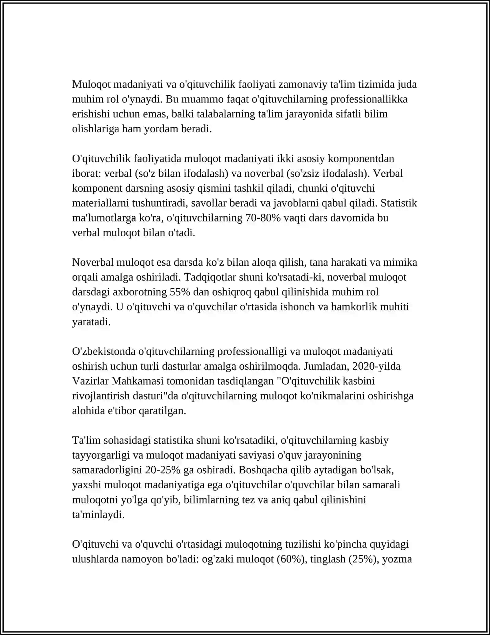 O'QITUVCHI KASBIY FAOLIYATIDA MULOQOT MADANIYATINING SHAKILLANISHI 3