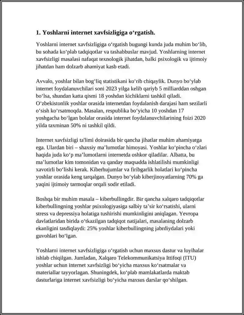YOSHLARNI INTERNET VA IJTIMOIY TARMOQLARDAGI AXBOROT XURUJLARIDAN ASRASHNING DOLZARB MASALALARI 3
