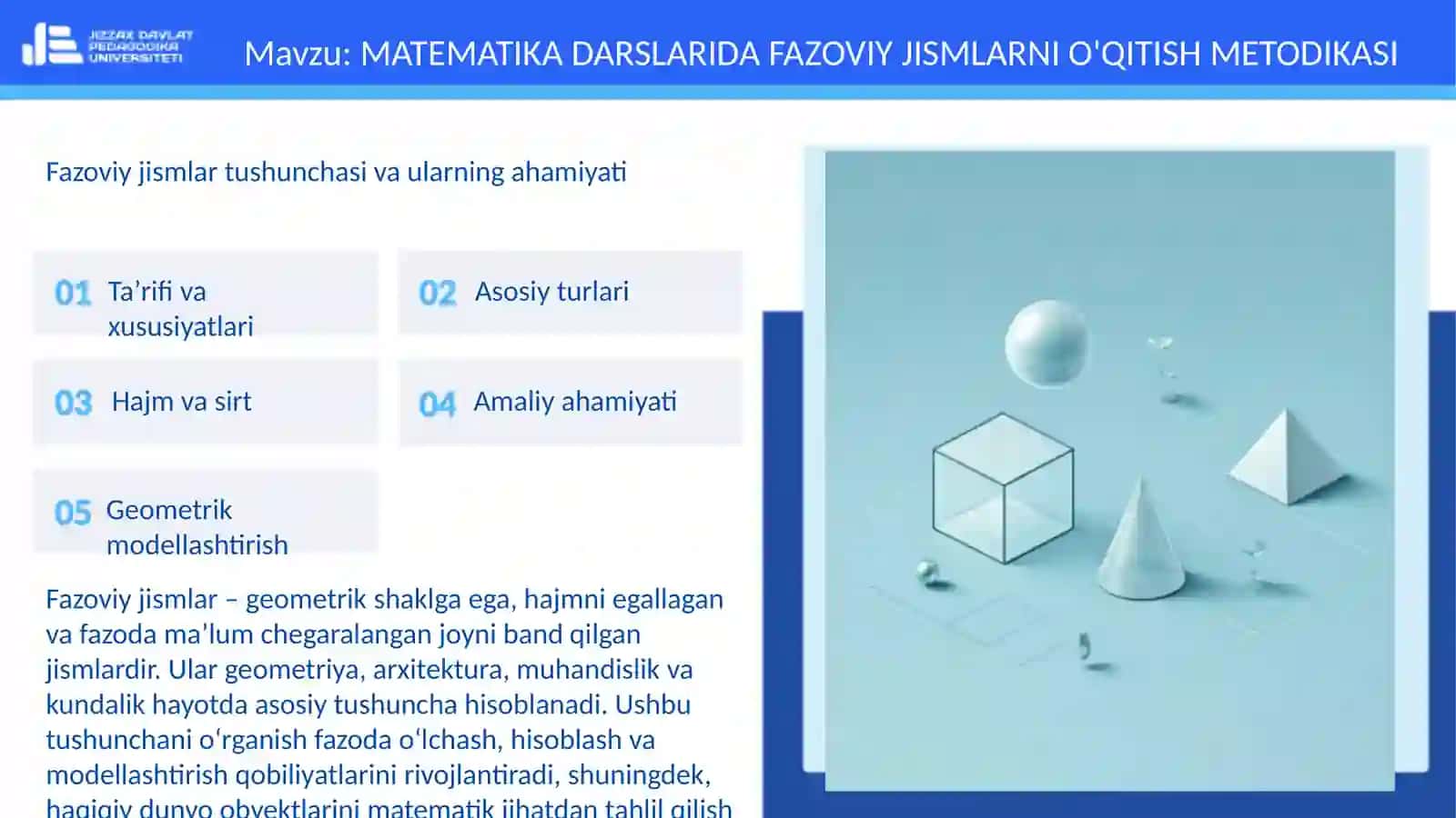 MATEMATIKA O'QITISH METODIKASI 3