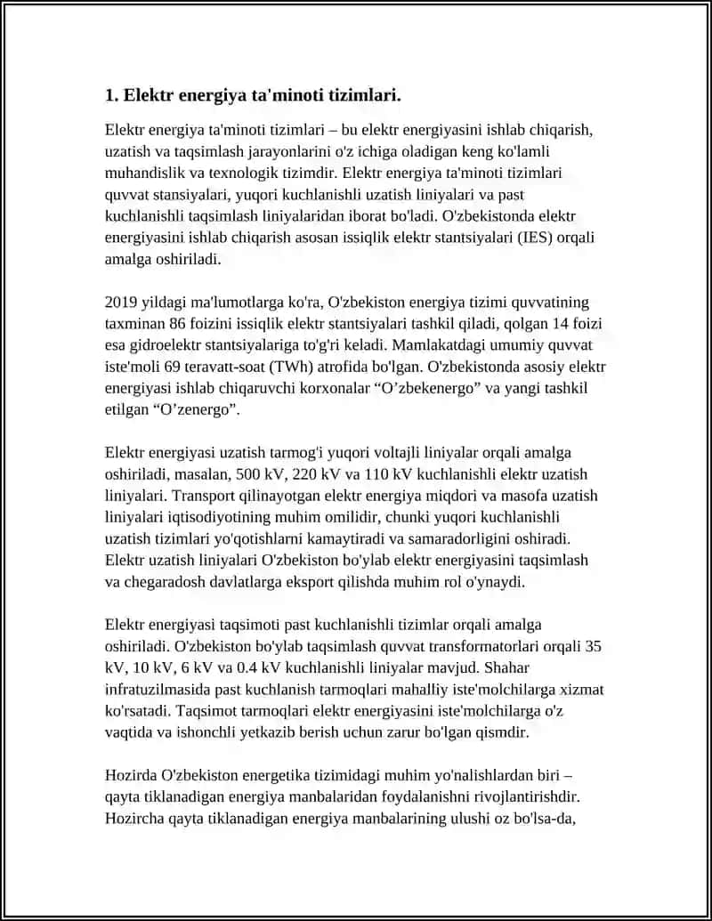 ELEKTR TARMOQLARI HAMDA SISTEMALARINING TUZILISHI VA SXEMASI 3