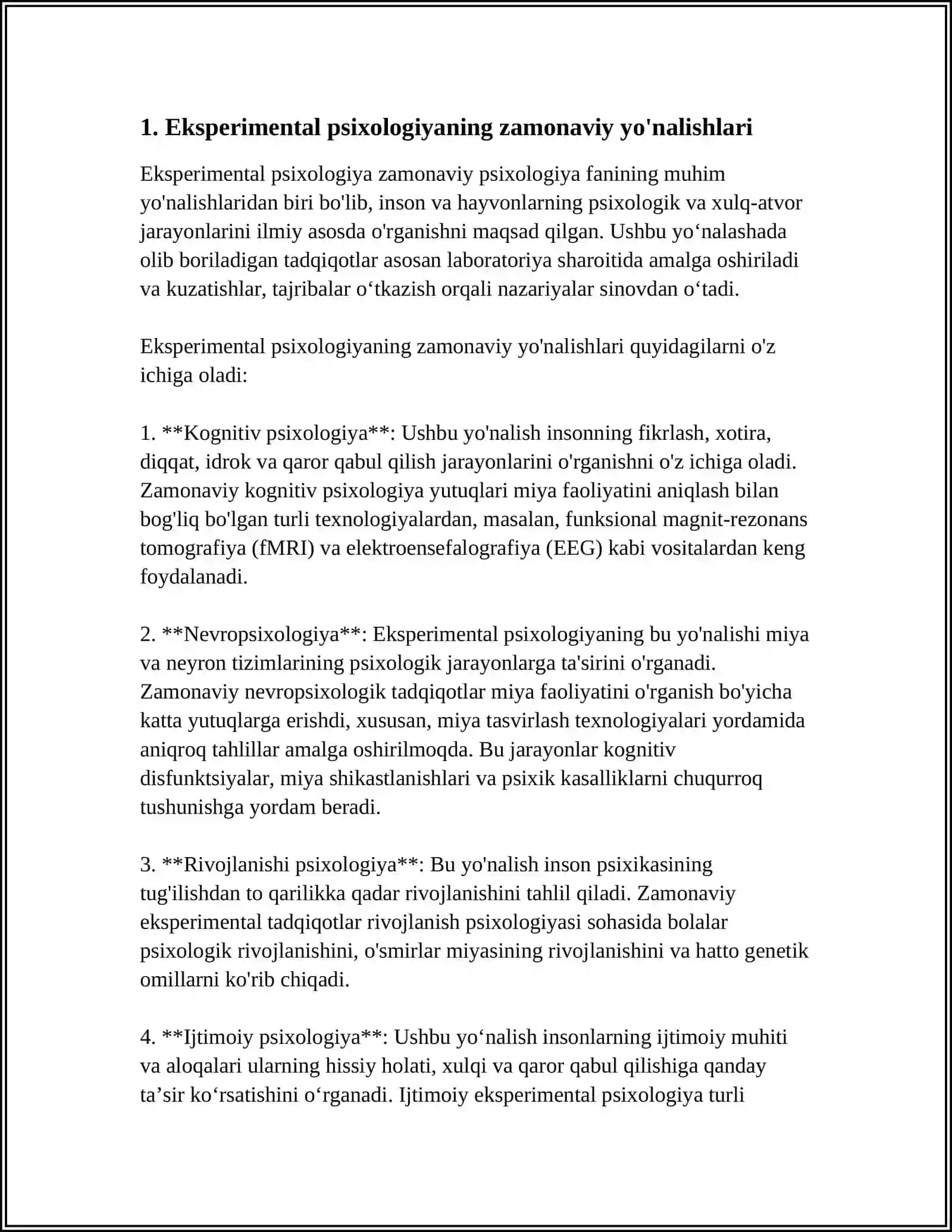 Eksperimental psixologiyada zamonaviy yo'nalishlar 3