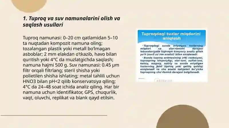 Tuproq va suvdagi ion bogʻlanishli moddalarni aniqlash 3