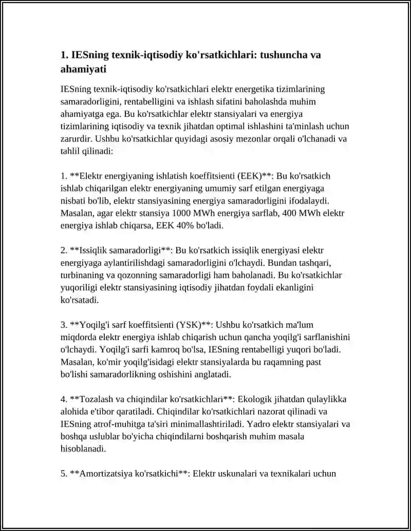 IESNING TEXNIK IQTISODIY KO'RSATGICHLARI 3