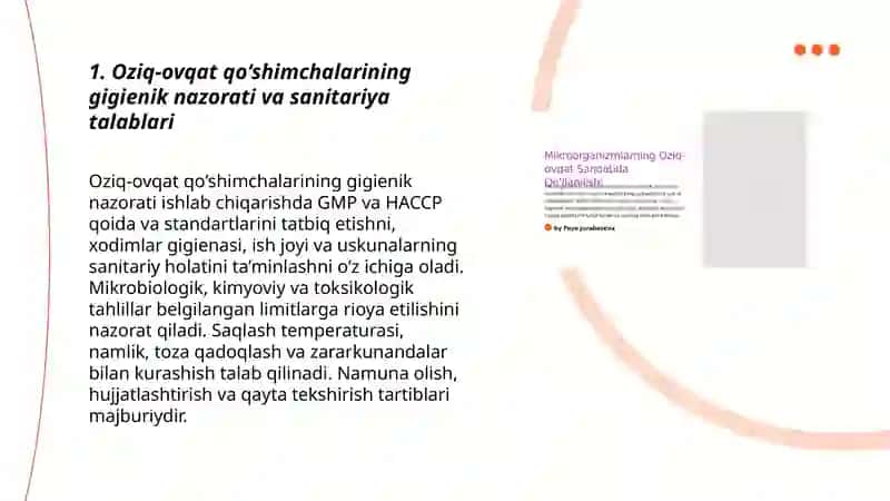 Oziq-ovqat qo‘shimchalarining gigienik va gentik xavfsizligi 3