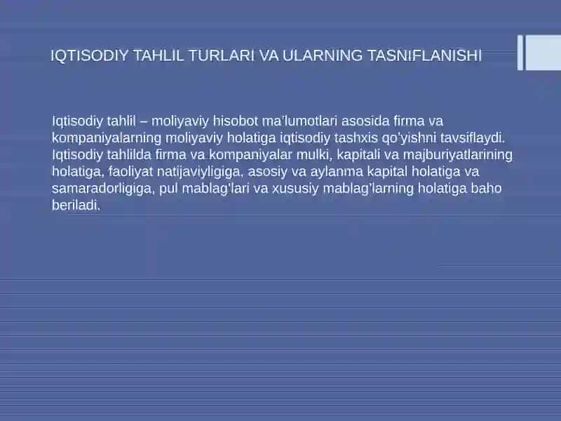 IQTISODIY TAHLIL TURLARI VA TAHLIL ISHLARINI TASHKIL QILISH 3