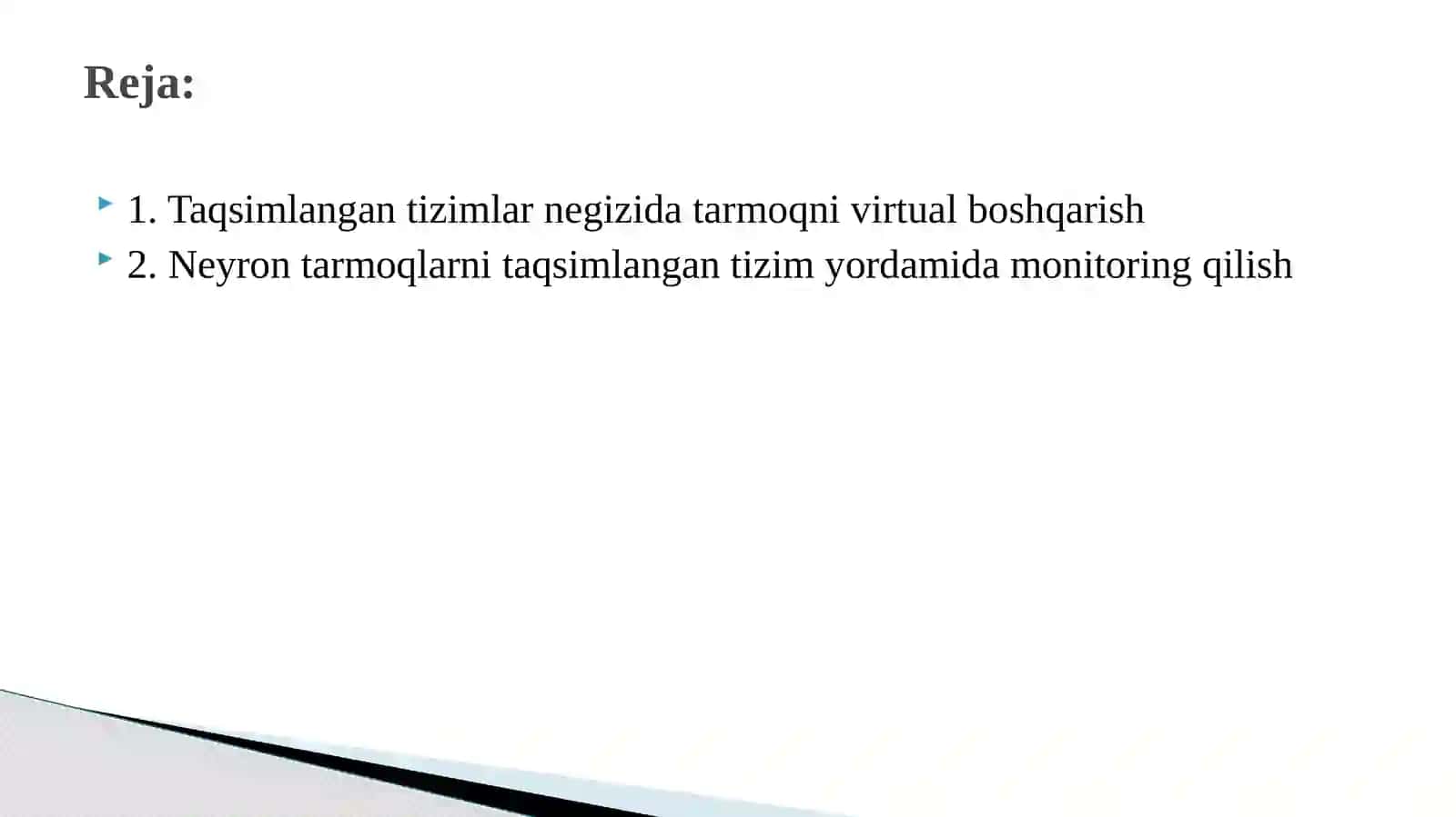 Taqsimlangan Tizimlar Telekommunikatsiya texnologiyalari Kuzgisemestr2019 3
