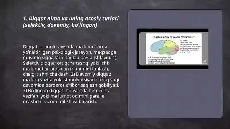 Diqqat aqliy tasvirlar va ongliylik 3
