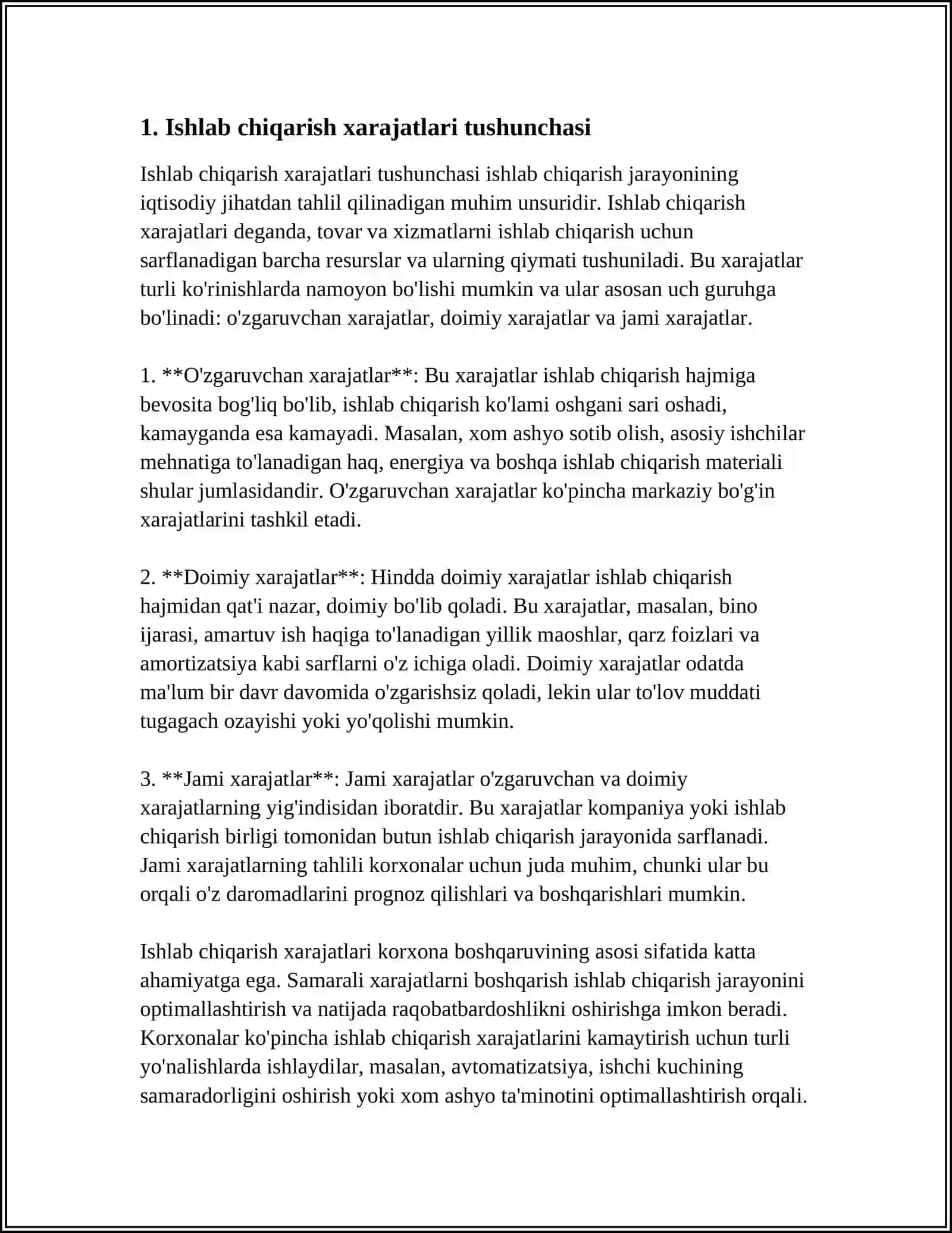 Ishlab Chiqarish Xarajatlari Va Turlari 3