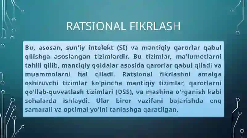 Ratsional fikrlaydigan tizimlar 3