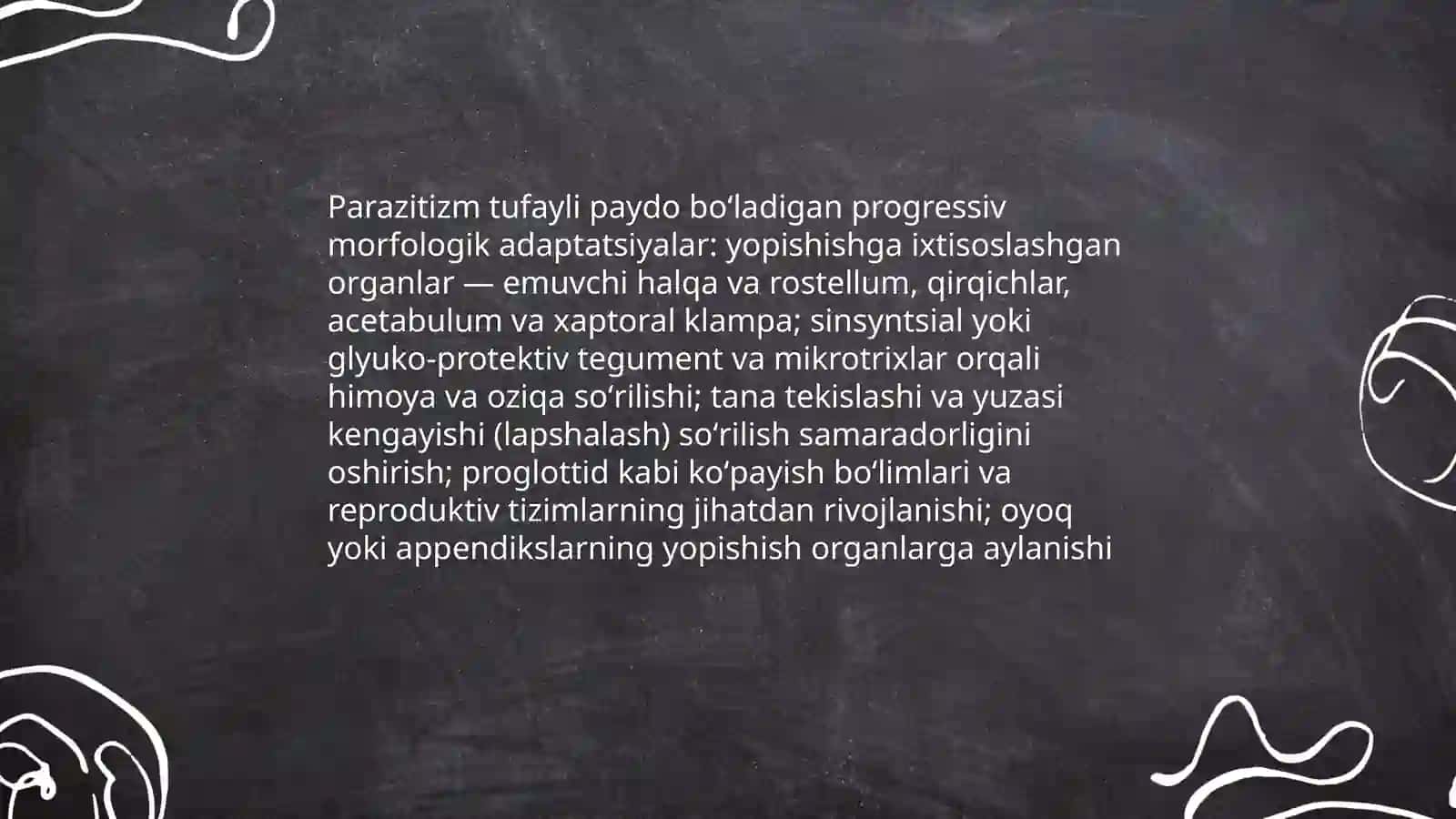 Parazitizm Tufayli Paydo Boʻladigan Progressiv va Regressiv Adaptatsiyalar 3