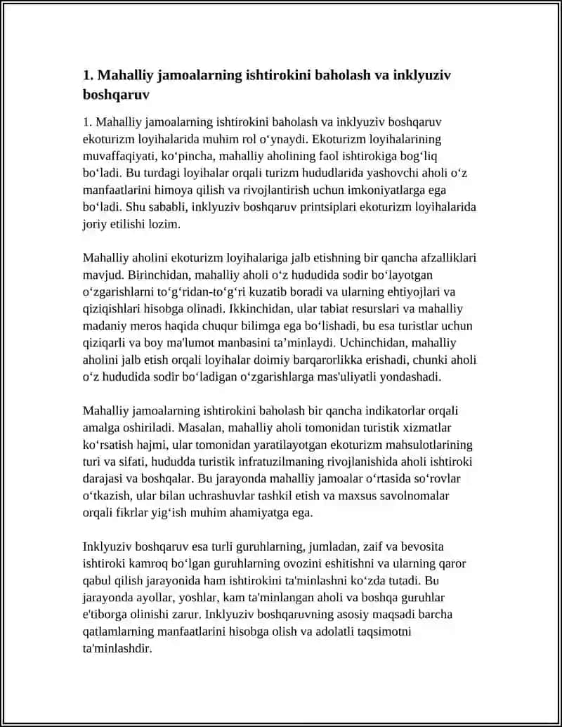 EKOTURIZM LOYIXALARINI INKLYUZIV YONDASHUVDA TAXLIL QILISH 3