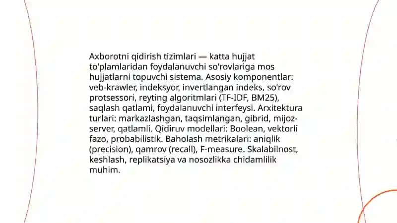 Axborotni qidirish tizimlari va ularning arxitekturasi 3
