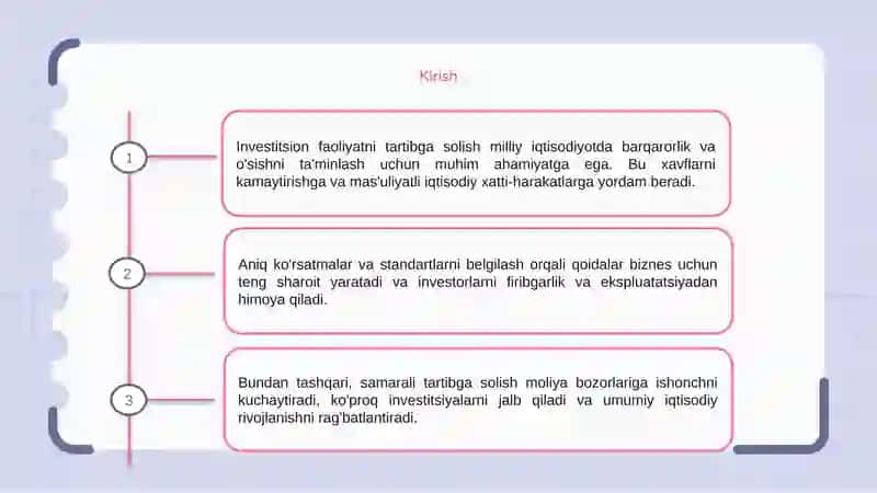 Investitsion Faoliyatni Tartibga Solishning Milliy Iqtisodiyotini Rivojlantirishdagi Ahamiyati 3