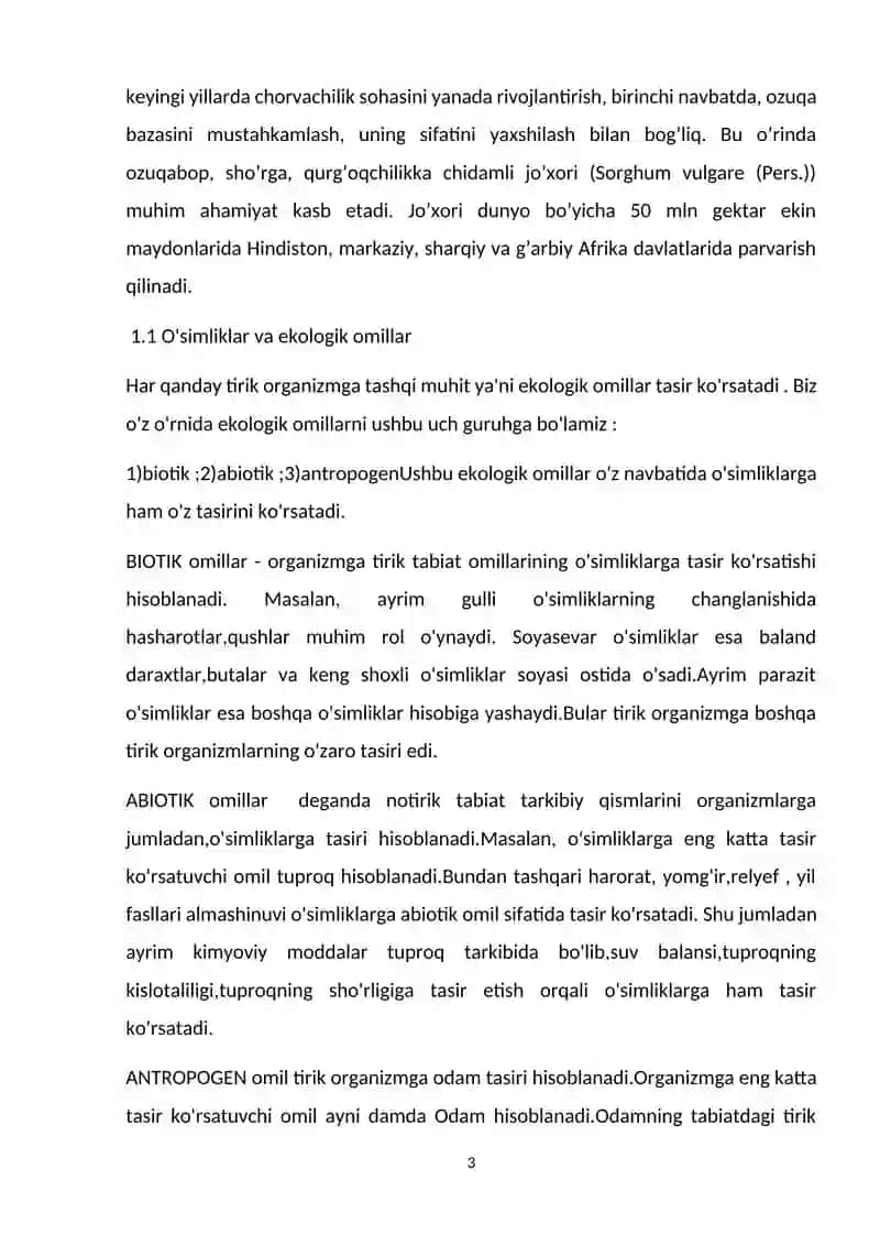O'simliklarning sho'rlanishga chidamliligi fiziologik asoslari 3