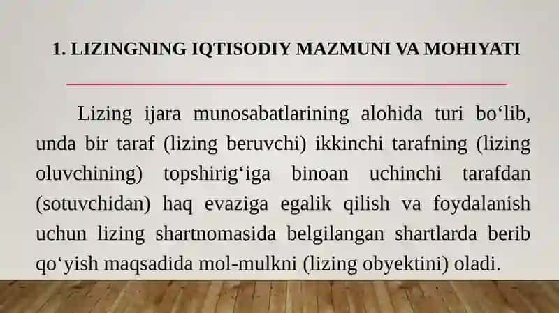 INVESTITSIYA LOYIHALARINI MOLIYALASHTIRISHDA LIZING VA FORFEYTINGDAN FOYDALANISH 3