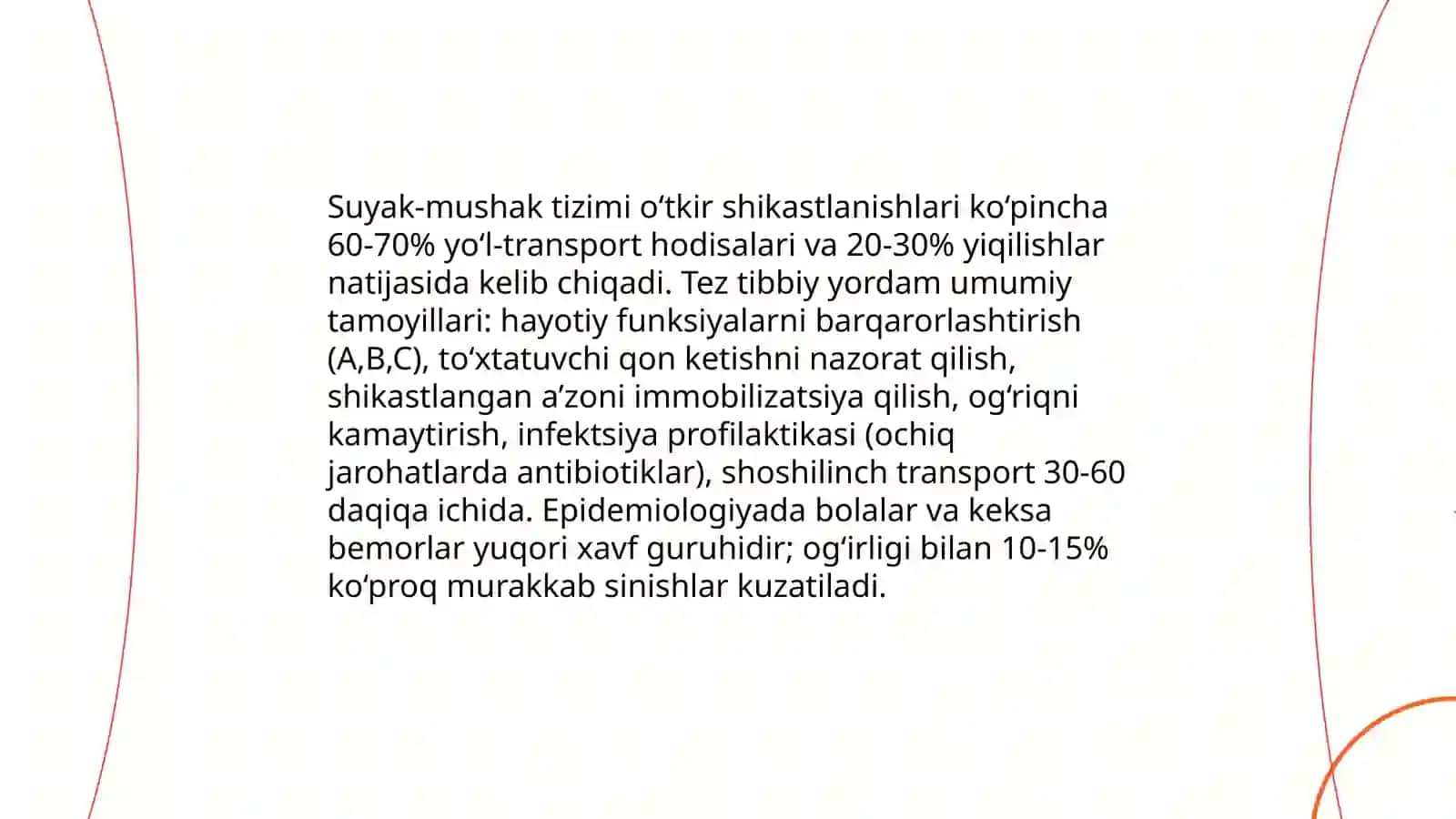 Suyak-mushak tizimi o‘tkir shikastlanishlarida tez tibbiy yordam 3