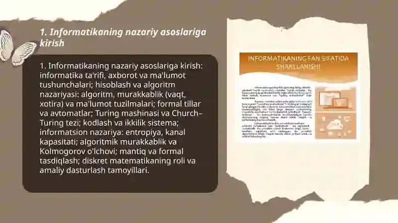 Informatikaning nazariy asoslari faniga kirish 3