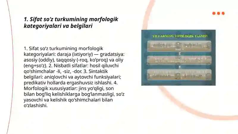 Morfologik tahlil sifat va son soʻz turkumining lisoniy tahlili 3