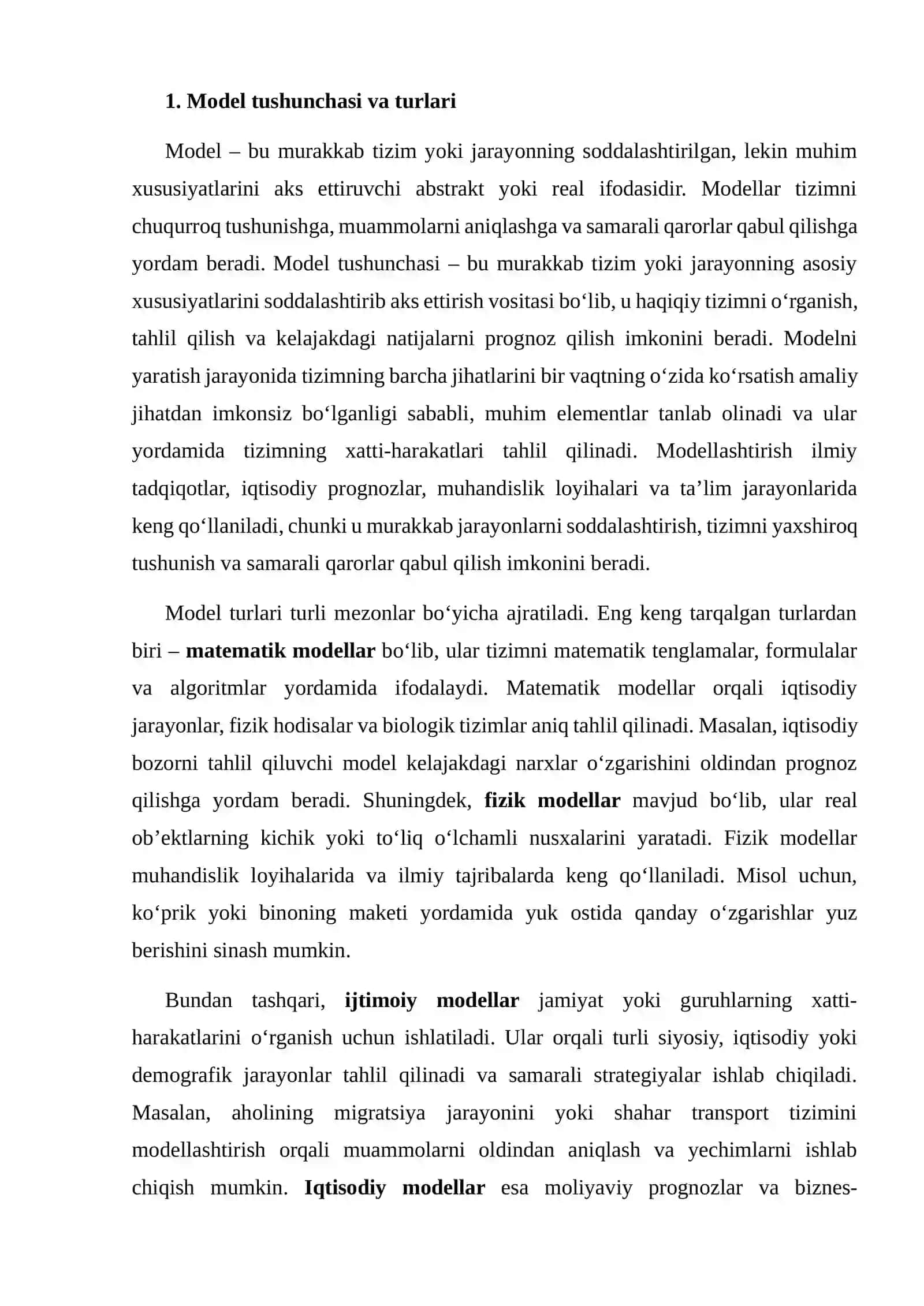 MODELNING KELTIRILGAN VAZIYATI VA TARKIBIY SHAKLI 3