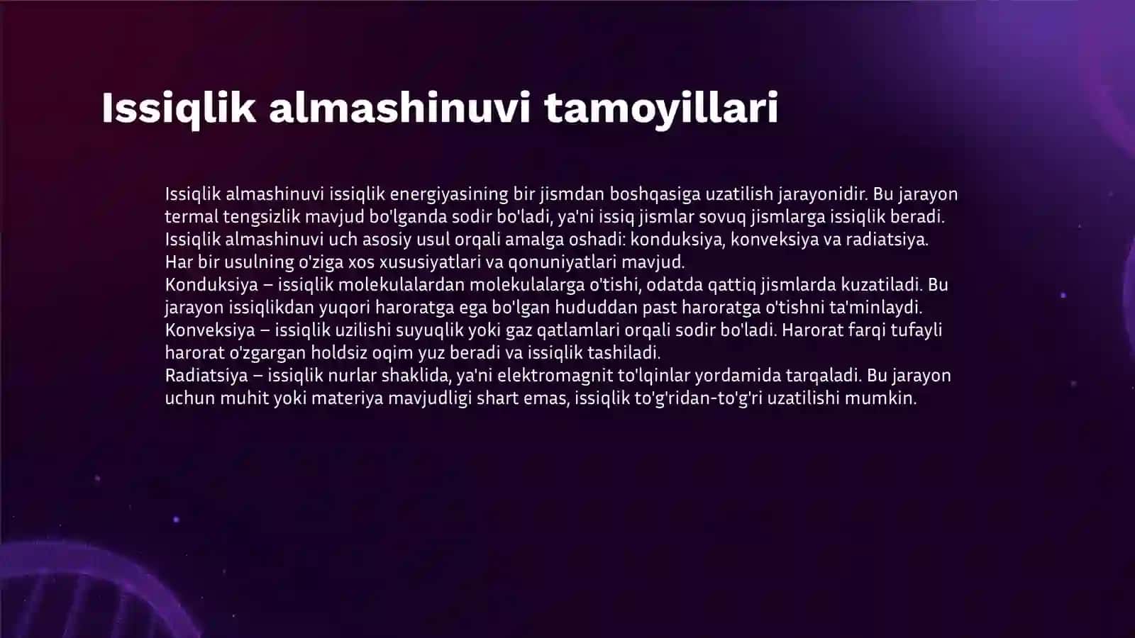 QOZONXONADA ISSIQLIK ALMASHINUVI JARAYONLARI 3