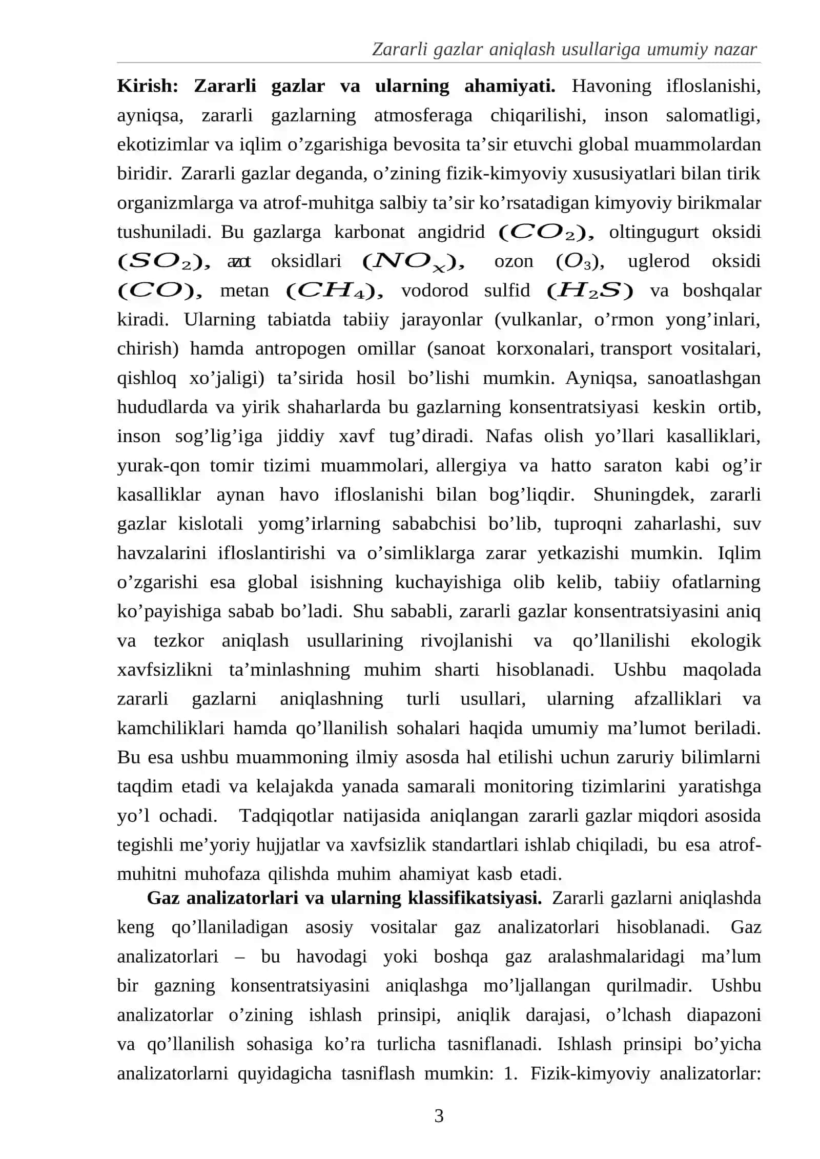 Zararli gazlar miqdorini aniqlash metodikasi 3