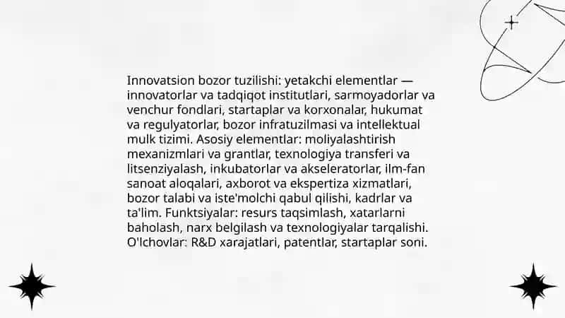 Innovatsion bozorning tuzilishi va uning yangi texnologiyalar rivojlanish 3