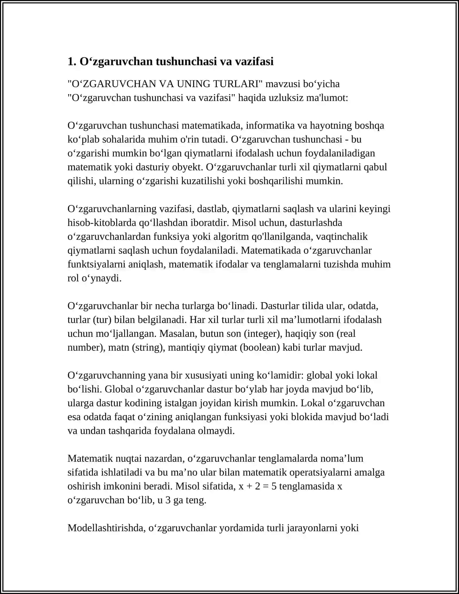 O'ZGARUVCHANLIK UNING XILLARI VA TIBBIYOTDAGI ORNI REFERAT 3