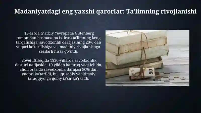 Madaniyatdagi eng yaxshi qarorlar 3